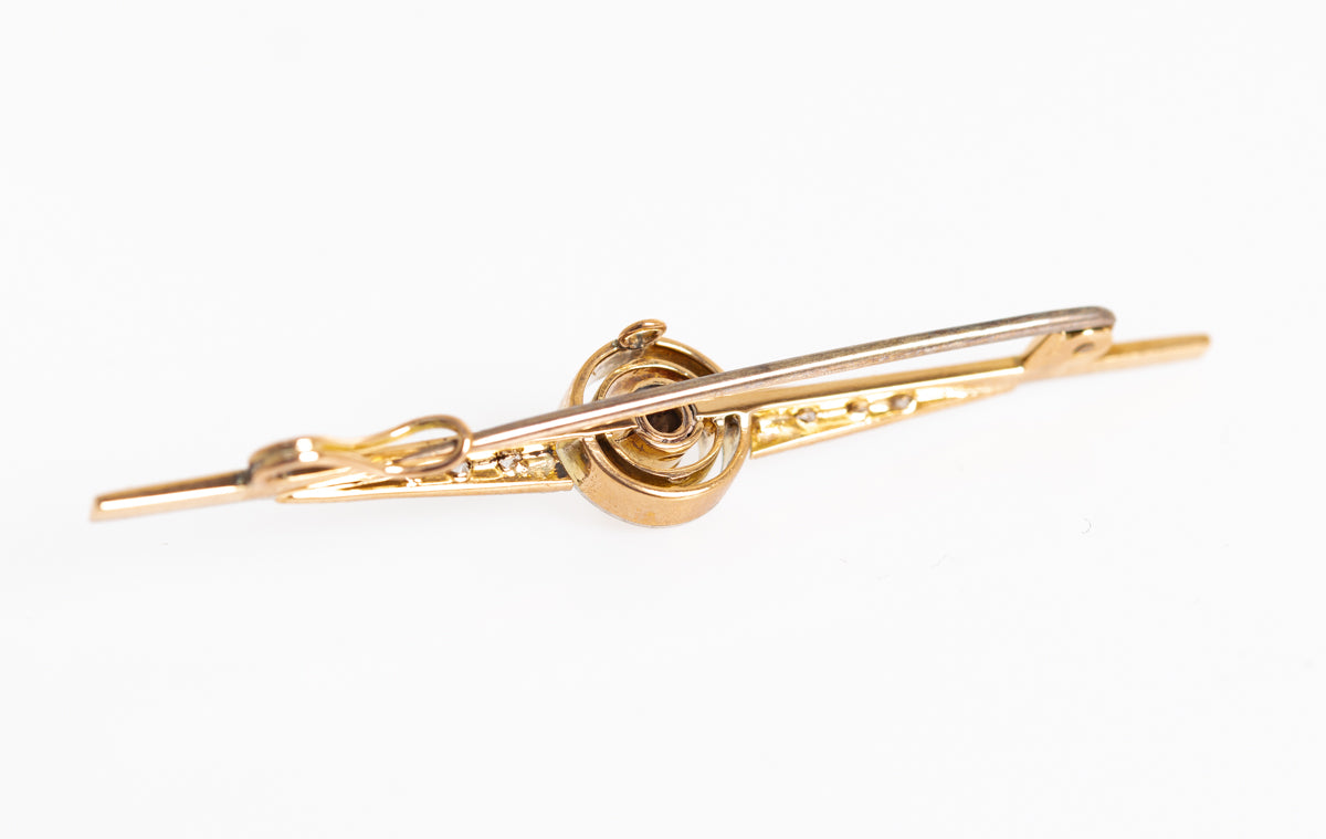 Antique Art Deco 14ct Gold, Platinum Sapphire & Diamond Bar Brooch/Pin c.1920 (A1226)