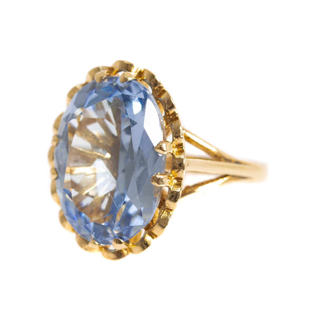 Vintage 9ct Gold & Very Large 8.4ct Sky Blue Topaz Dress Ring Ladies Size O1/2 (A1230)
