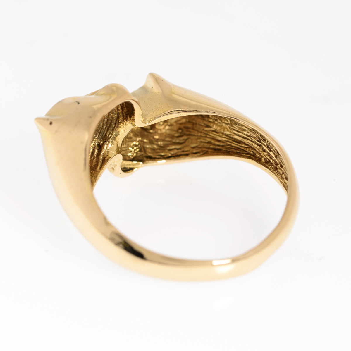 Vintage Egyptian Gold Solid 18ct Twin Big Cat Leopard Head Ring Arabic Mark (A1251)