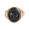 Vintage 9ct Gold Signet Ring With Intaglio Carved Centurion Head Hematite Stone  (A1260)
