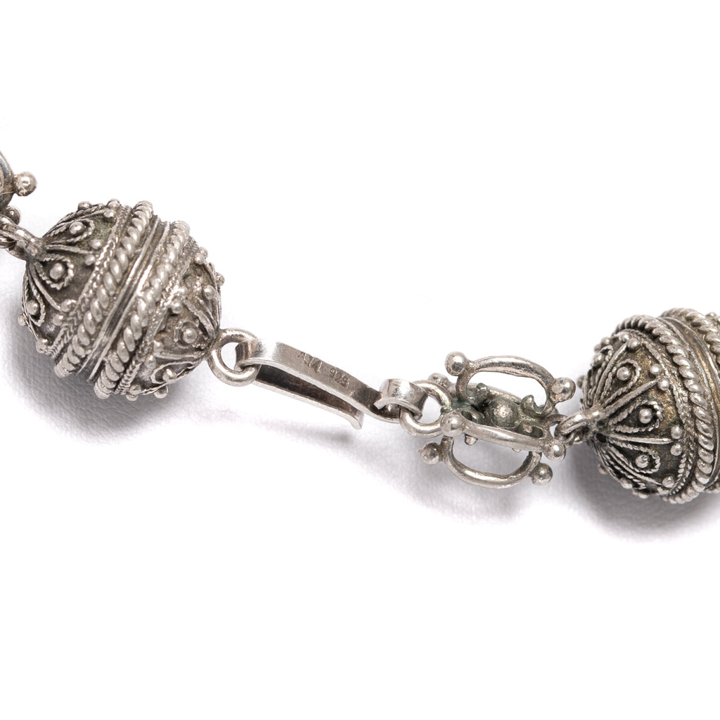 Vintage Yemenite Hand Made Ethnic Heavy Silver Beaded Necklace 54cms Length (A1268)