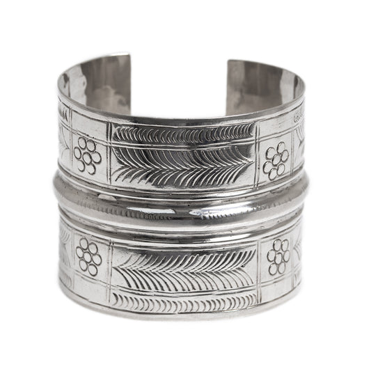 Vintage Egyptian Bedouin Siwa .800 Silver Large Cuff Bangle By Mohamed Mekkawy (A1273)