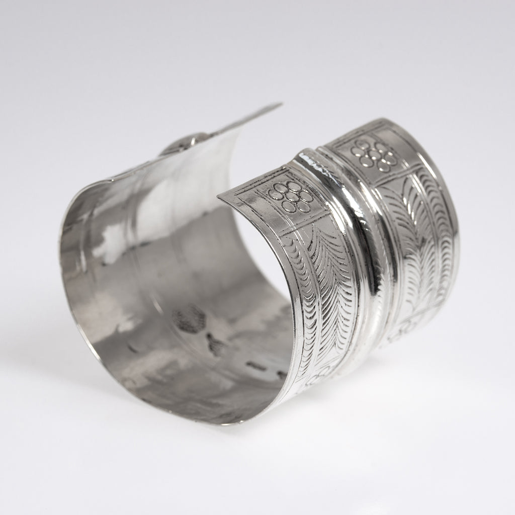 Vintage Egyptian Bedouin Siwa .800 Silver Large Cuff Bangle By Mohamed Mekkawy (A1273)