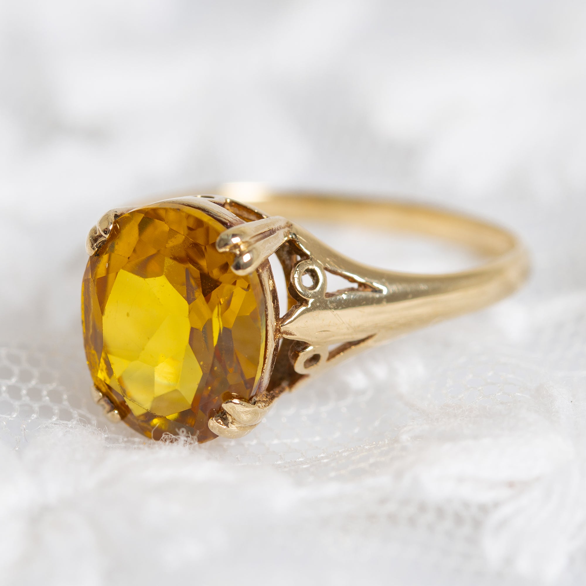 Vintage 9ct Gold Orange Sapphire Solitaire Ring UK Size L1/2 B'ham Hallmark (A1291)