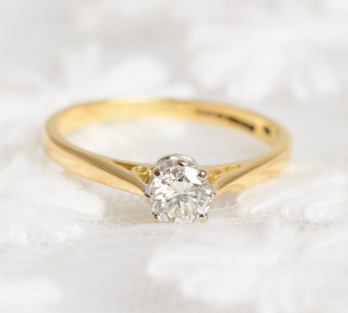 18ct Solid Gold & 0.4ct Brilliant Cut Diamond Solitaire 18K Engagement Ring (A1299)