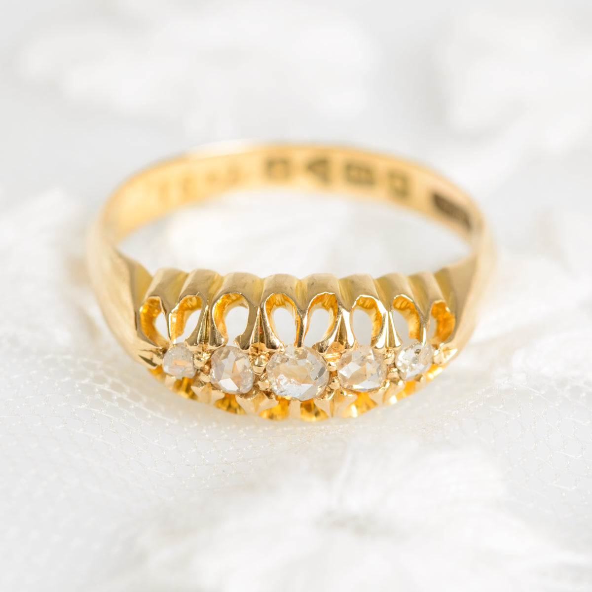 Antique Edwardian 18k Gold & Diamond Ladies Ring Chester 18ct Hallmark 1907  (A1304)