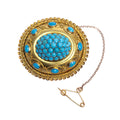 Antique Victorian 15ct Gold & Turquoise Cluster Etruscan Revival Brooch/Pin  (A1308)