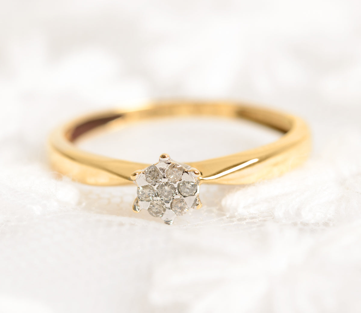 Vintage 18ct 18K Gold & Multi Diamond Head Ladies Engagement Ring UK Size L (A1321)
