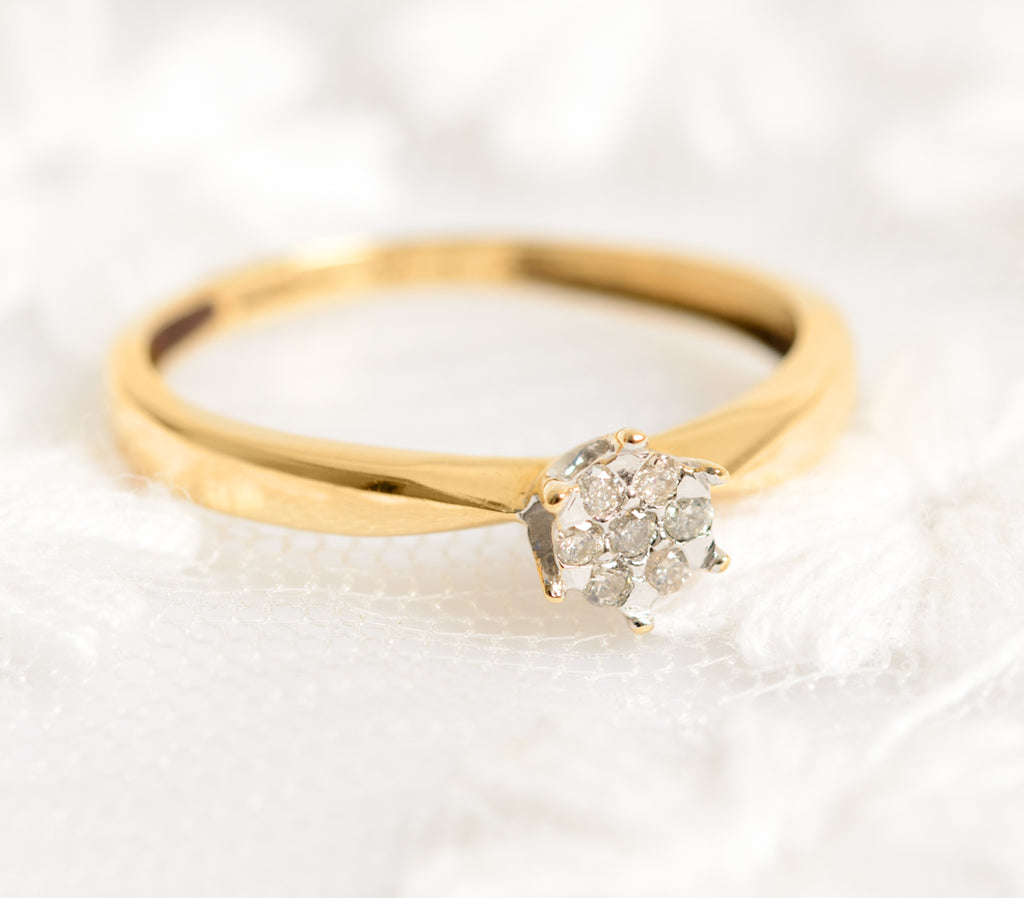 Vintage 18ct 18K Gold & Multi Diamond Head Ladies Engagement Ring UK Size L (A1321)