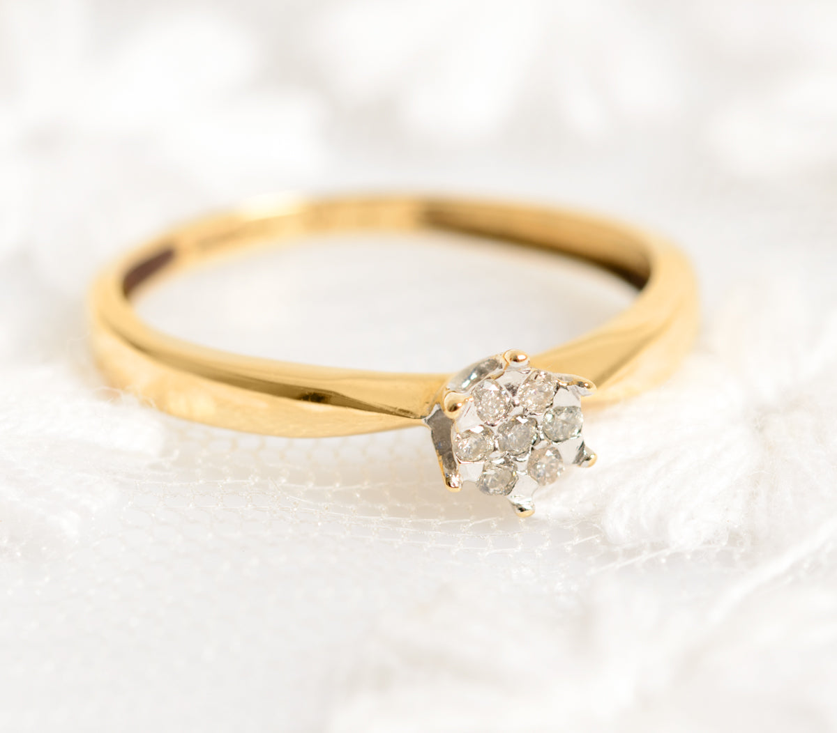 Vintage 18ct 18K Gold & Multi Diamond Head Ladies Engagement Ring UK Size L (A1321)