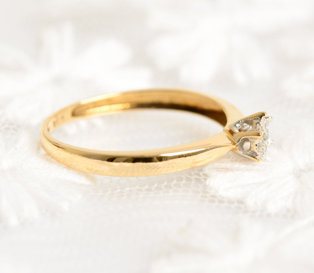 Vintage 18ct 18K Gold & Multi Diamond Head Ladies Engagement Ring UK Size L (A1321)