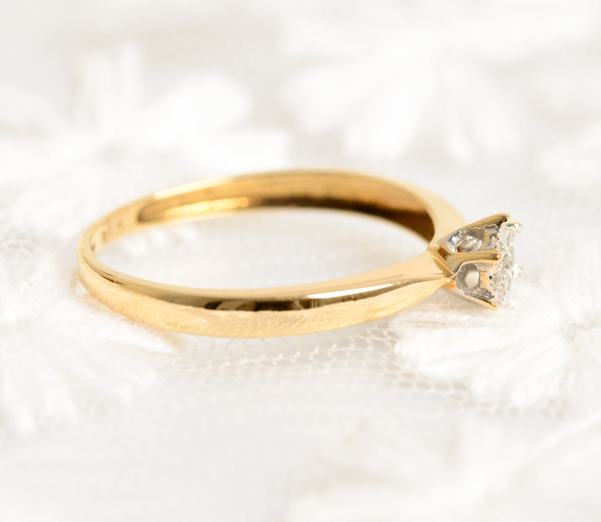 Vintage 18ct 18K Gold & Multi Diamond Head Ladies Engagement Ring UK Size L (A1321)