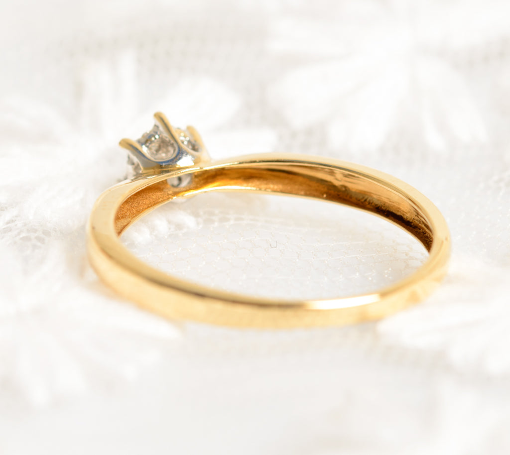 Vintage 18ct 18K Gold & Multi Diamond Head Ladies Engagement Ring UK Size L (A1321)