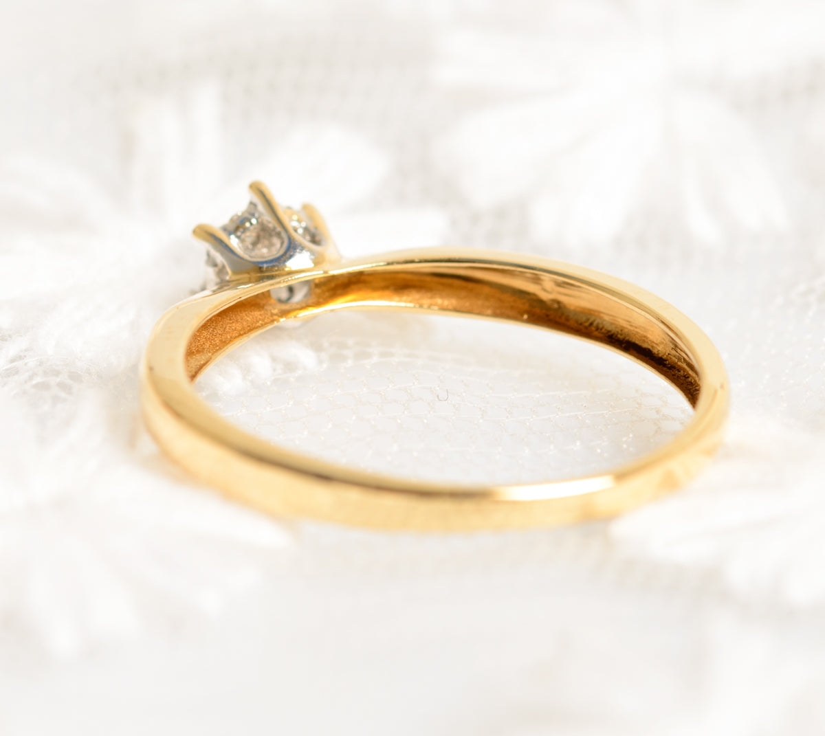 Vintage 18ct 18K Gold & Multi Diamond Head Ladies Engagement Ring UK Size L (A1321)