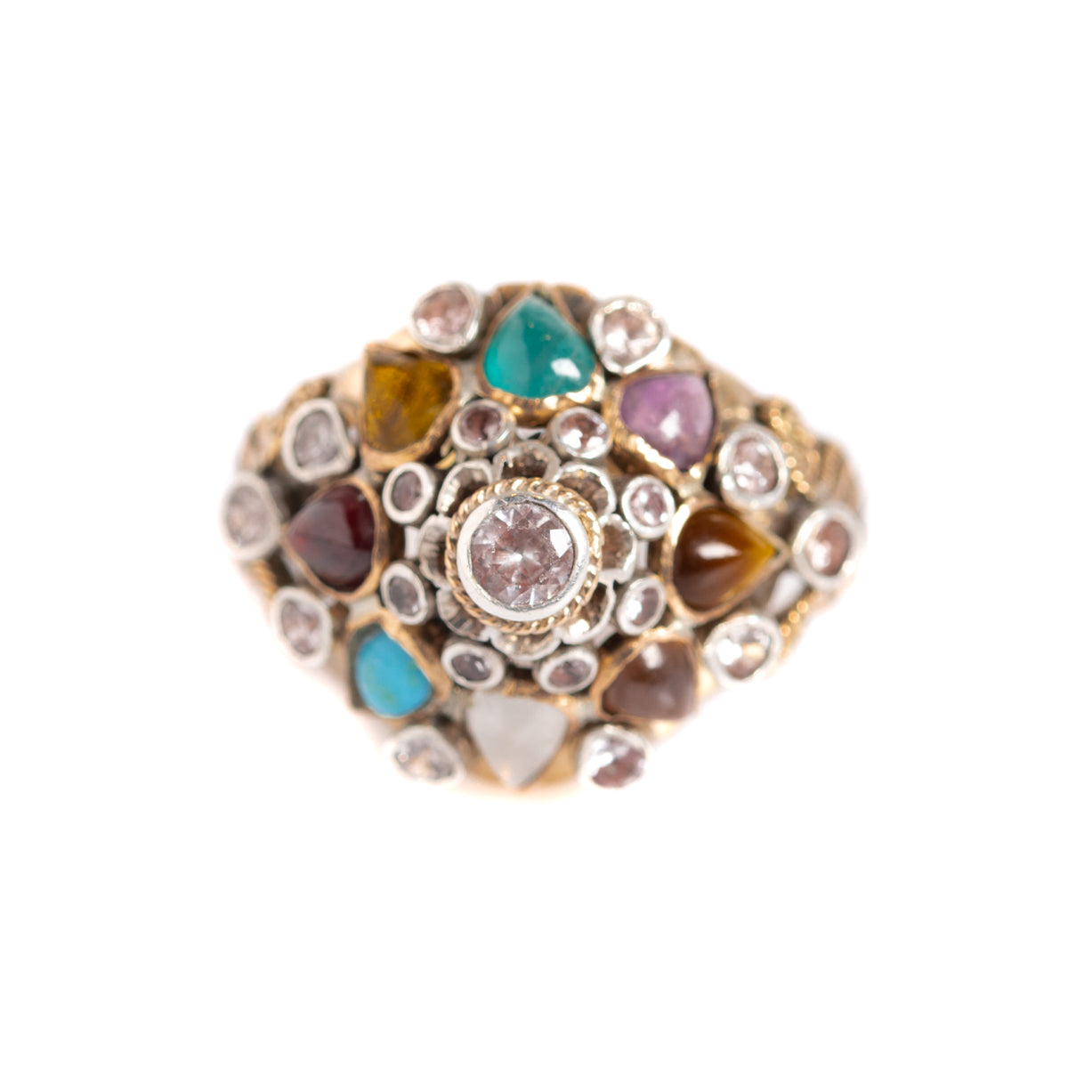 Vintage 14k Yellow Gold Ring Thai Princess Harem Gemstone Nop-pa-kao (A1357)