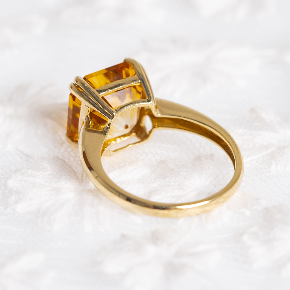 5 Carat Natural Citrine Gemstone Ring In 9ct Gold Square Cut Gem  (A1380)