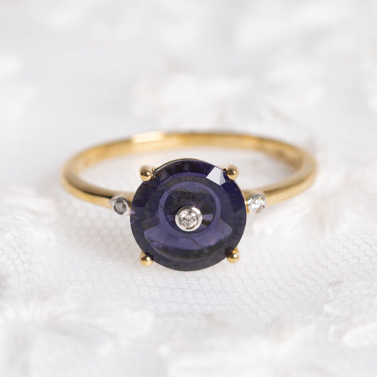 Glenn Lehrer Torus Gold Ring With Iolite Gemstone Limited Edition 10K (A1385)