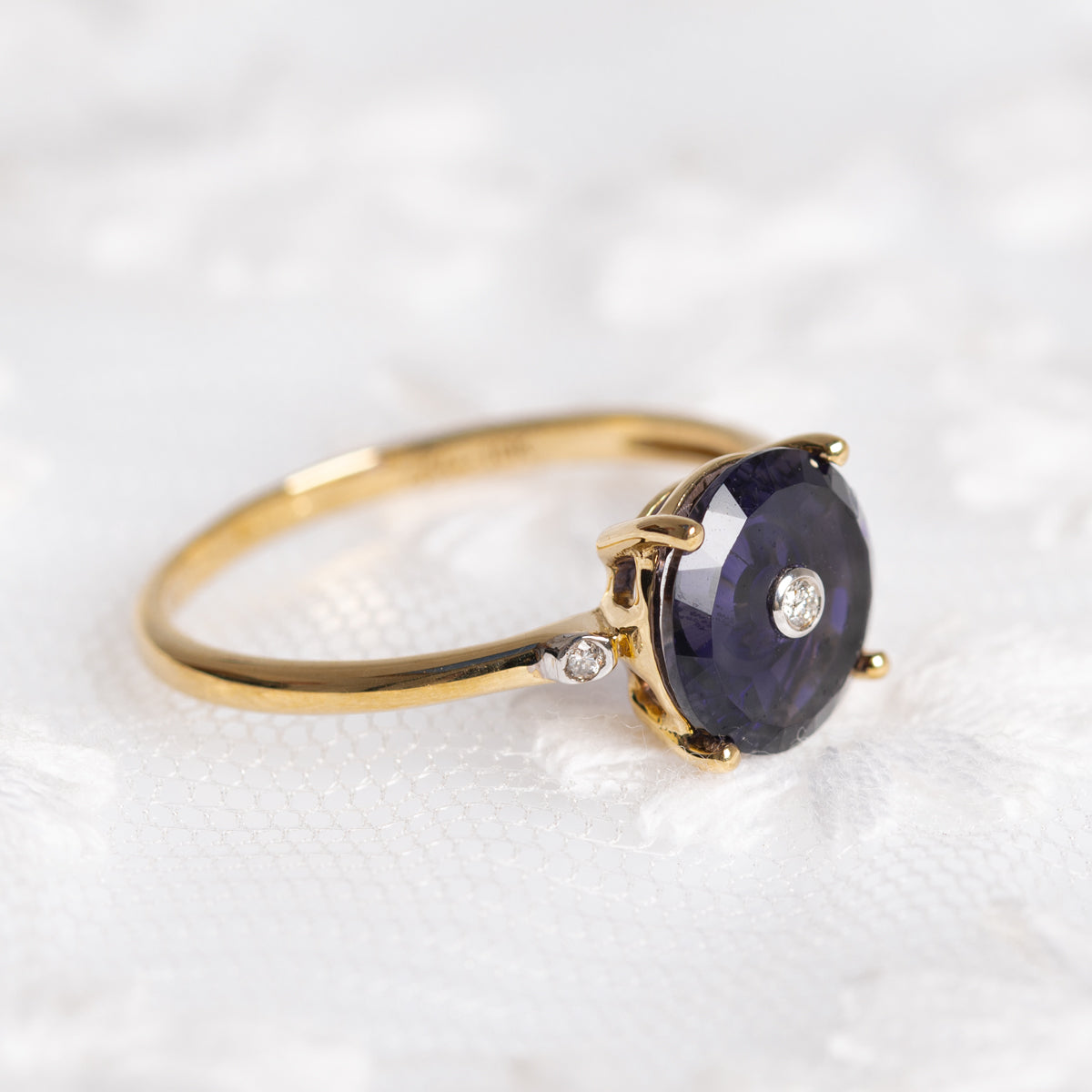 Glenn Lehrer Torus Gold Ring With Iolite Gemstone Limited Edition 10K (A1385)