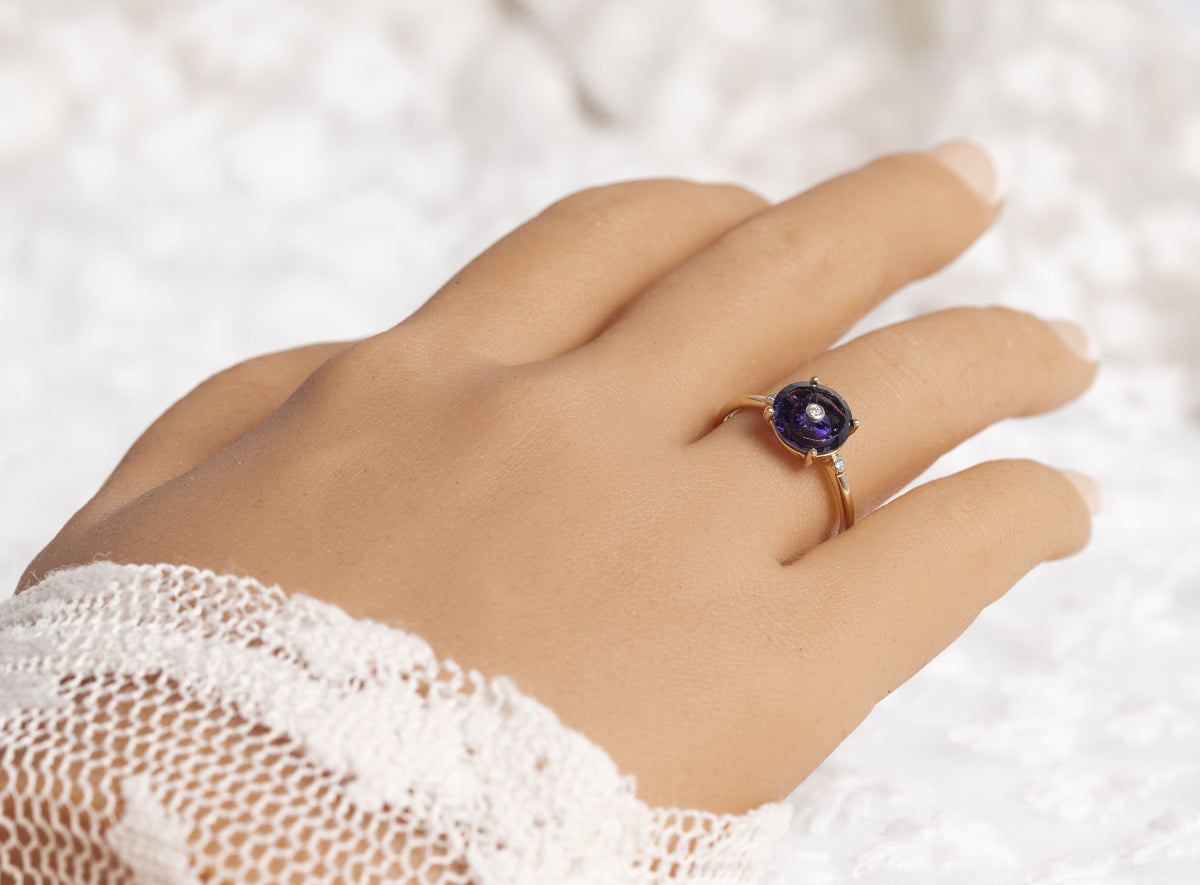 Glenn Lehrer Torus Gold Ring With Iolite Gemstone Limited Edition 10K (A1385)