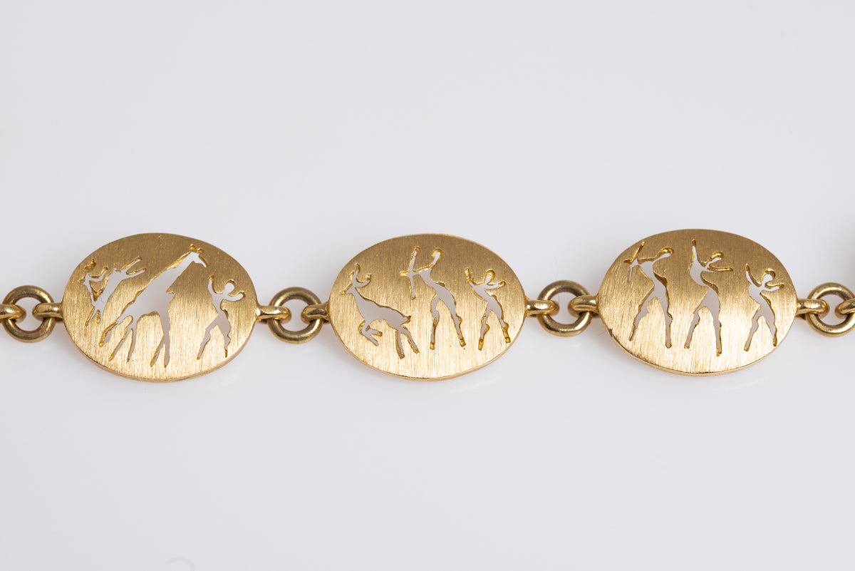 9ct Solid Gold Bracelet By Frankli Wild of South Africa Wildlife Animal Panels  (A1396)