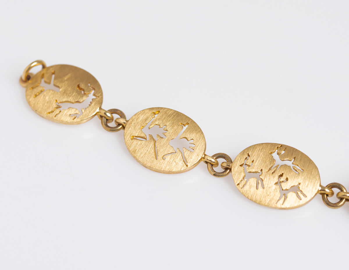 9ct Solid Gold Bracelet By Frankli Wild of South Africa Wildlife Animal Panels  (A1396)