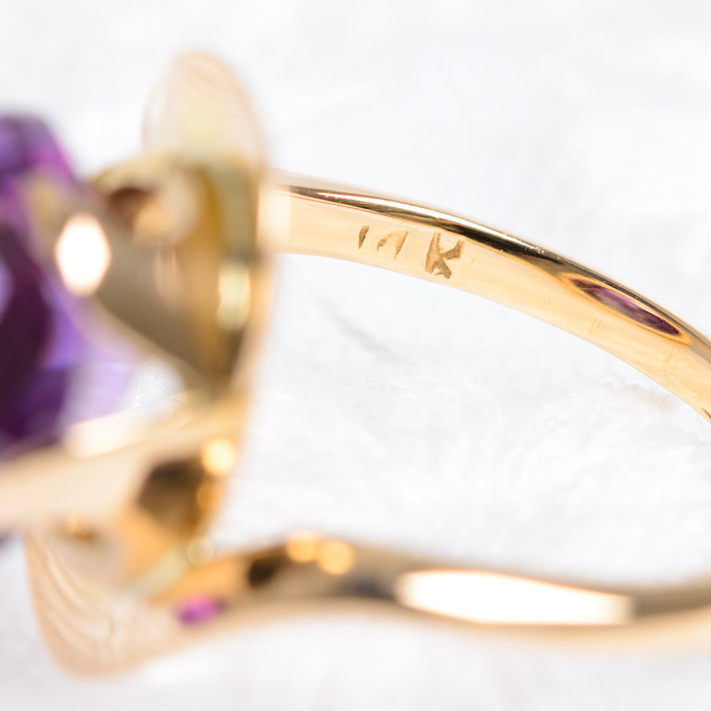 Vintage Colour Change Alexandrite Sapphire Ring 14K Gold Mount 1960's  (A1426)