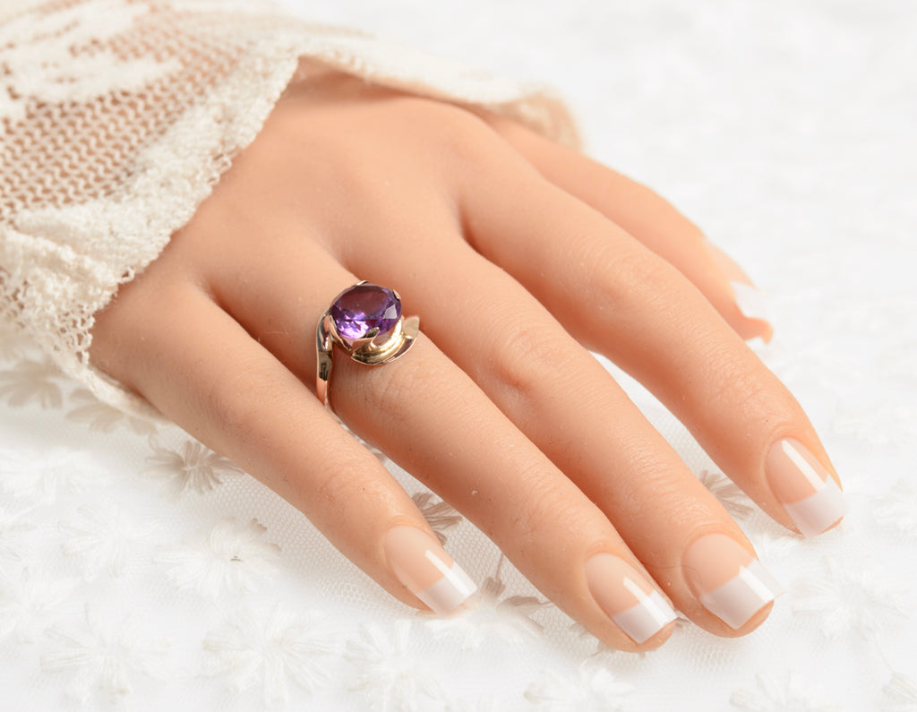Vintage Colour Change Alexandrite Sapphire Ring 14K Gold Mount 1960's  (A1426)