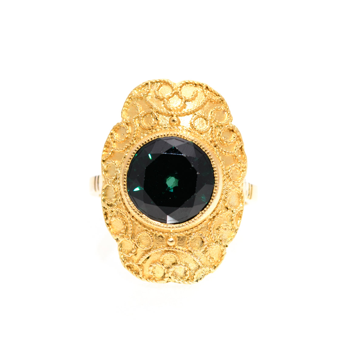 Vintage 14ct Yellow Gold & Green Tsavorite Garnet Gemstone Ring UK Size M (A1439)