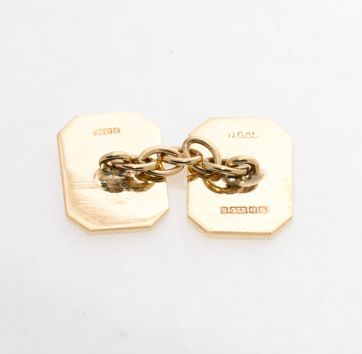 Pair Vintage 9ct Gold Mens Cufflinks Chain Type 1970's Retro Jewellery - Boxed (A1448)