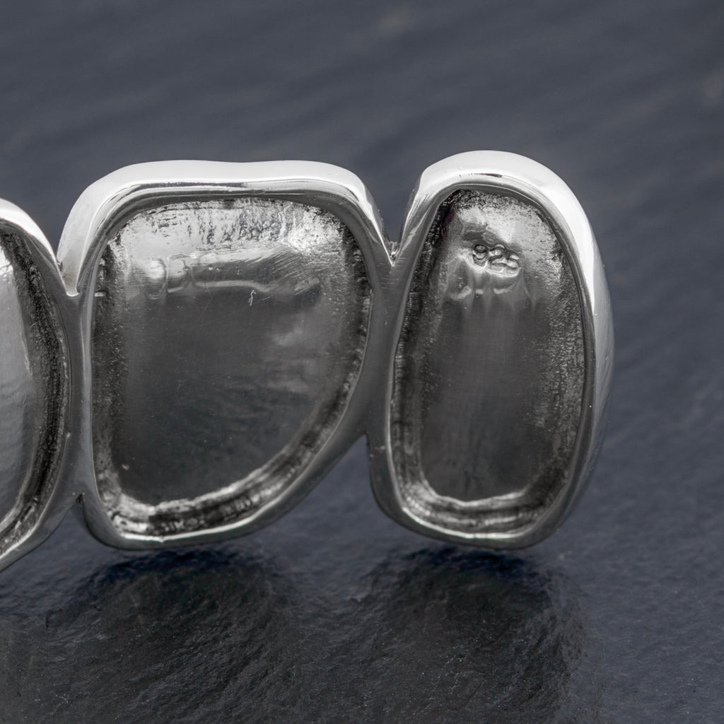 Vintage Sterling Silver Bangle Artisan Hand Made Pebble Shape Panels (A1454)