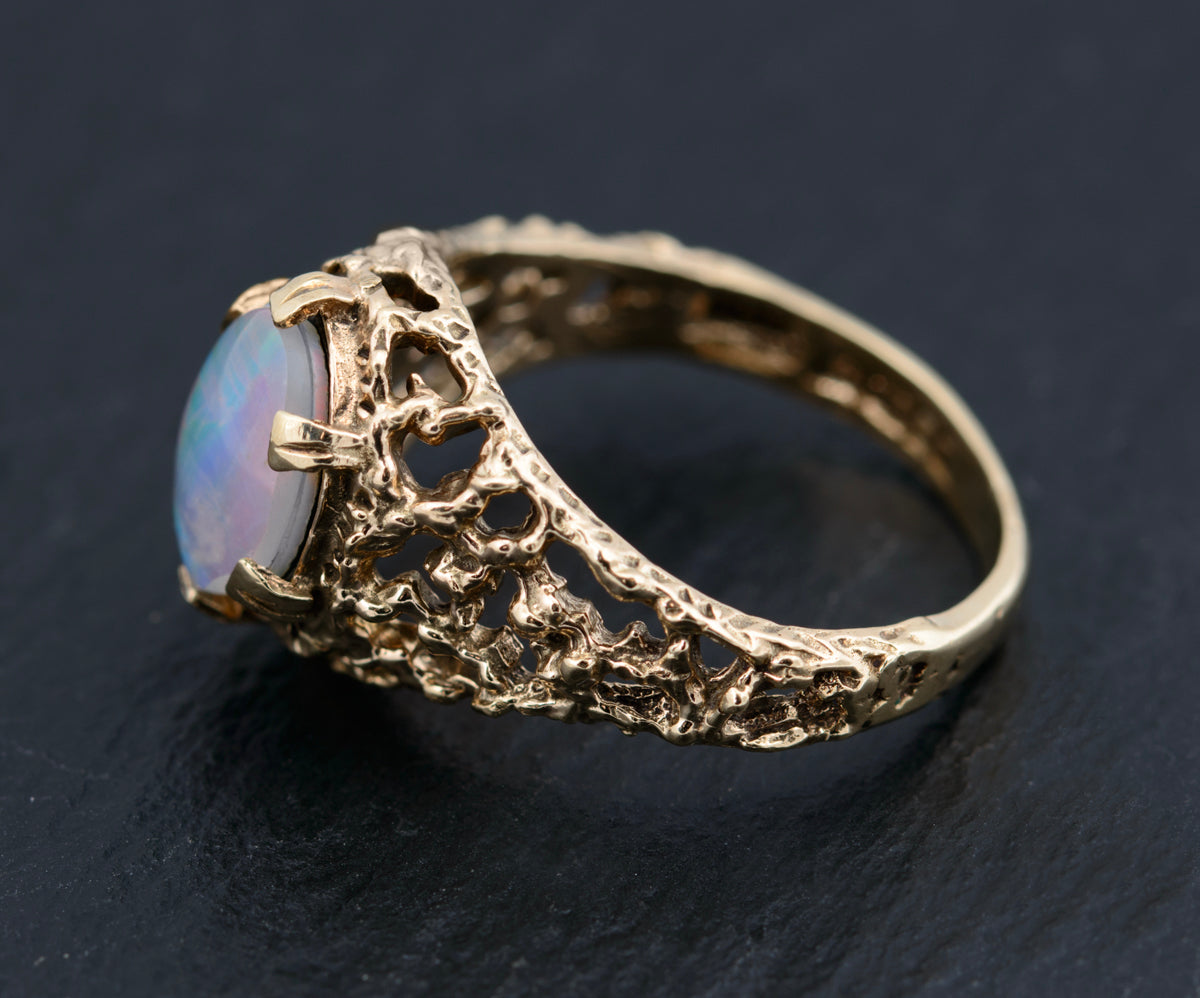 Vintage Art Deco Genuine Black Opal Ladies or Gents UK 9ct Gold European  Ring | #1750624504