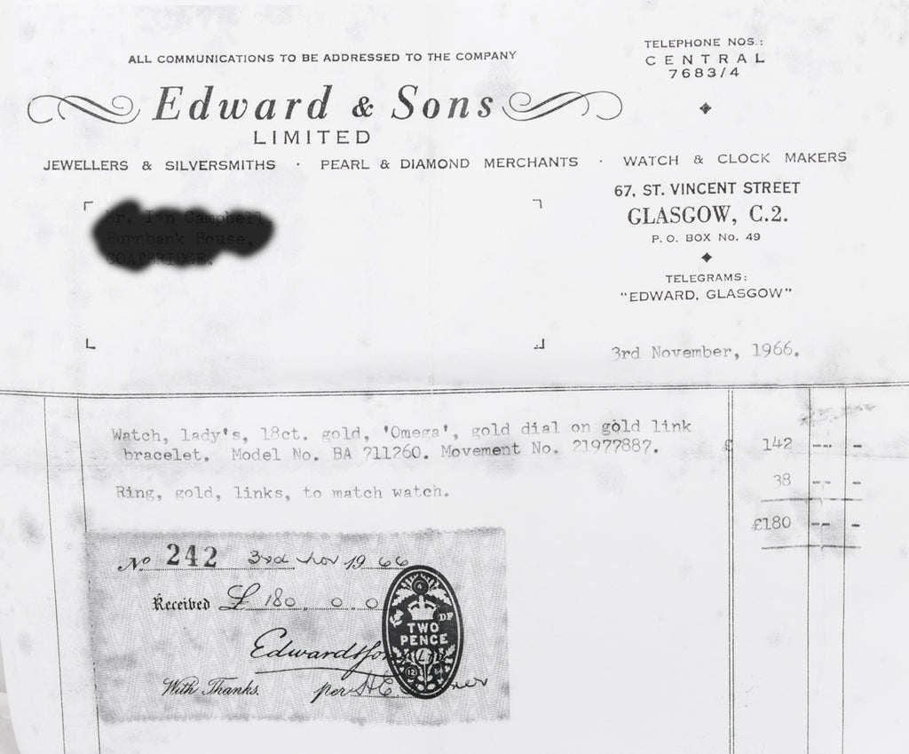 Rare 18ct Gold Omega Modernist Ring With Original Receipt From 1966 (A1495)