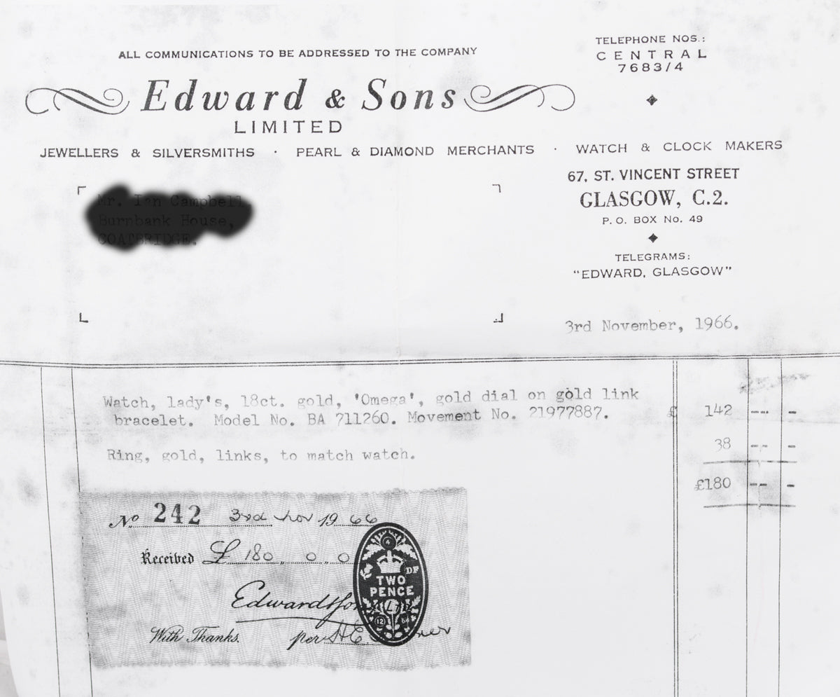 Rare 18ct Gold Omega Modernist Ring With Original Receipt From 1966 (A1495)