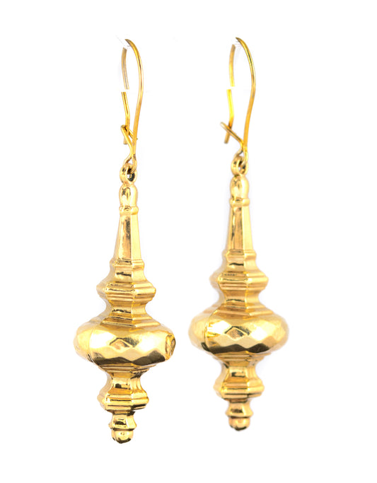 Pair Antique Victorian 9ct Gold Dangle/Drop Earrings Hollow Type c.1880 (A1509)