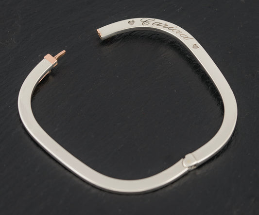 Clogau Welsh Jewellery Sterling Silver & Rose Gold Square Bangle / Bracelet (A1510)