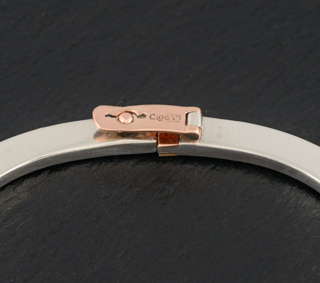 Clogau Welsh Jewellery Sterling Silver & Rose Gold Square Bangle / Bracelet (A1510)