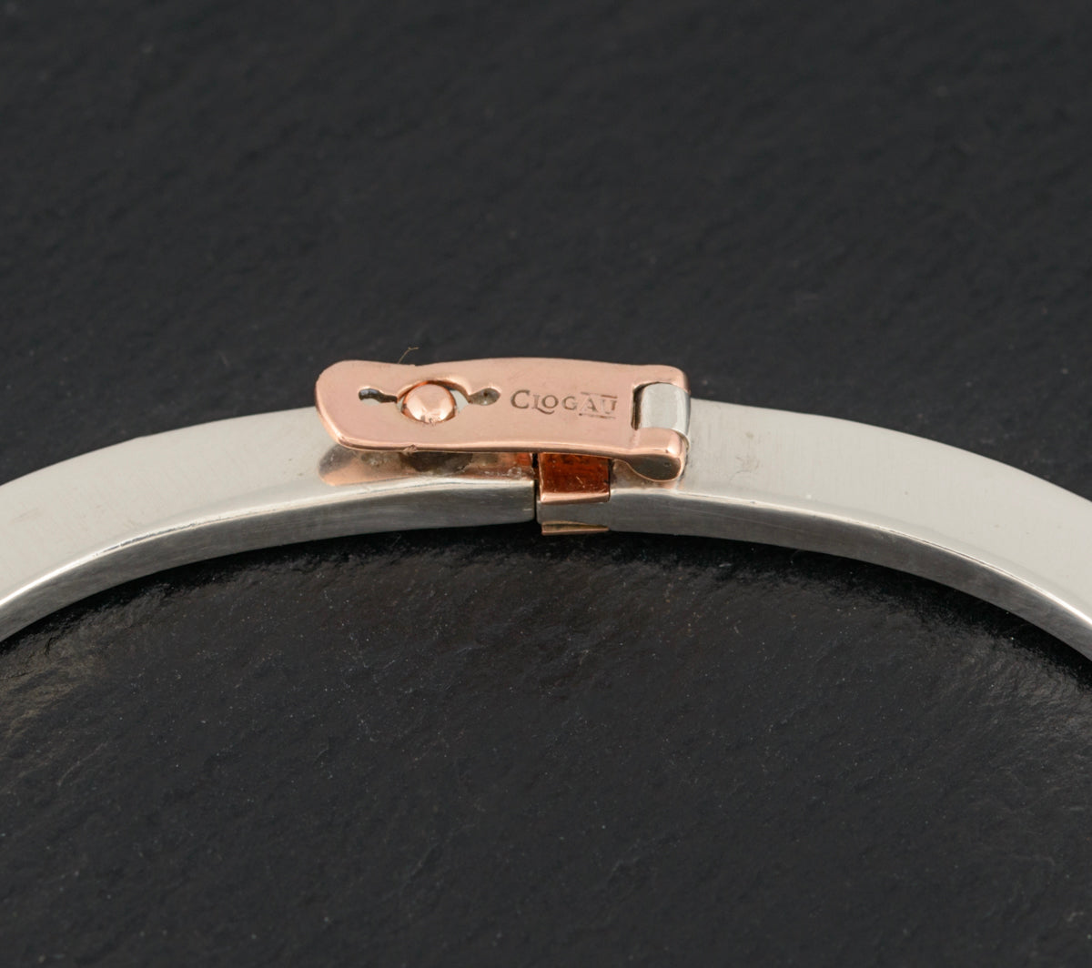 Clogau Welsh Jewellery Sterling Silver & Rose Gold Square Bangle / Bracelet (A1510)