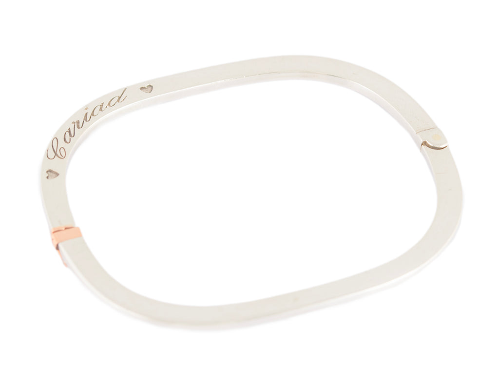 Clogau Welsh Jewellery Sterling Silver & Rose Gold Square Bangle / Bracelet (A1510)