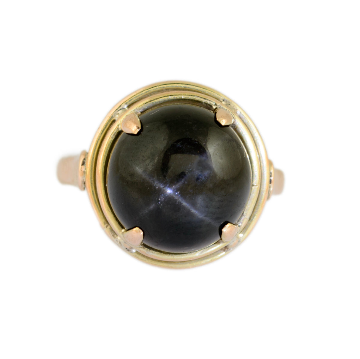 Vintage 9ct Gold & Black Star Diopside Cabochon Dress Ring UK Size L (A1512)