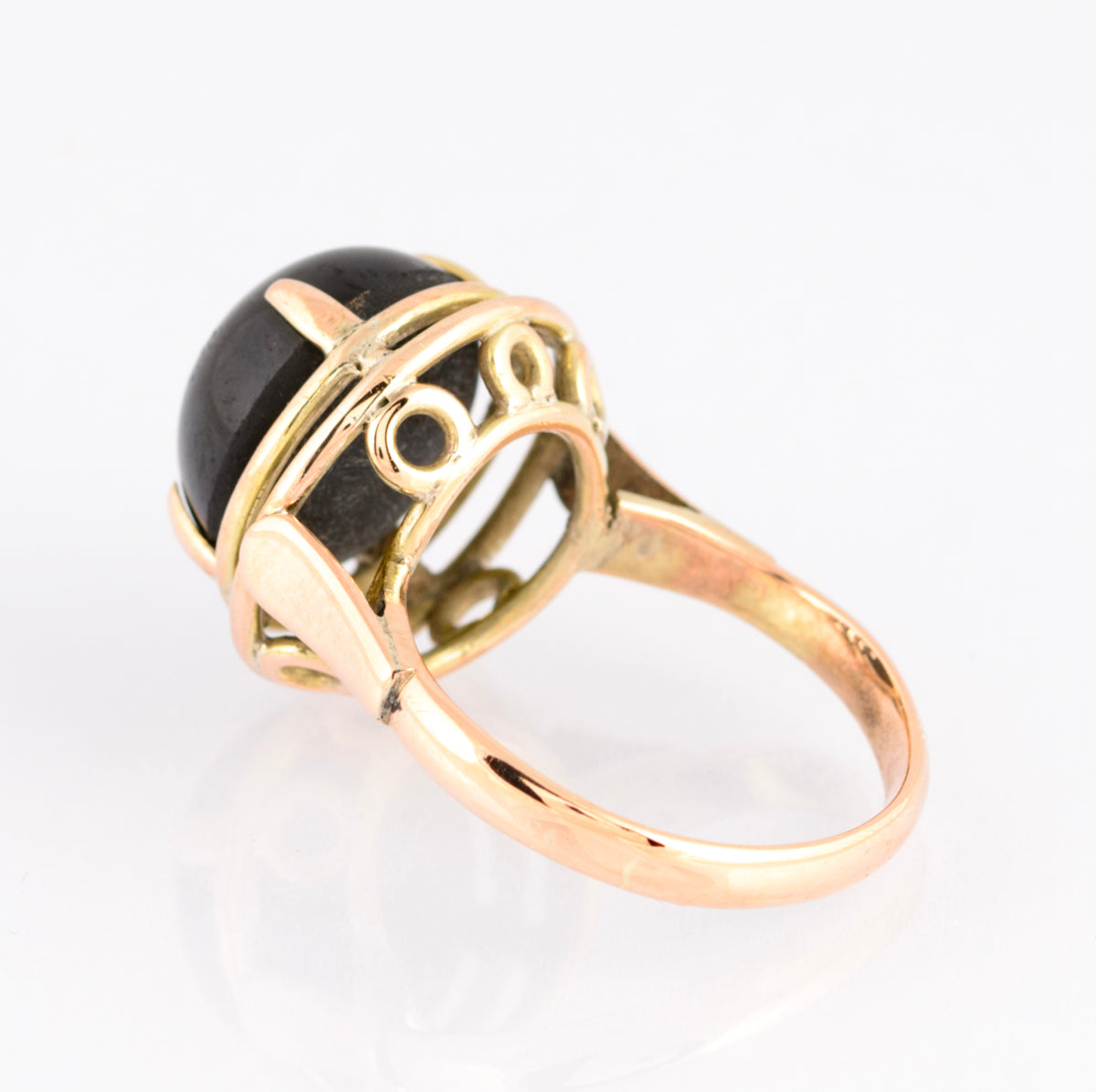 Vintage 9ct Gold & Black Star Diopside Cabochon Dress Ring UK Size L (A1512)