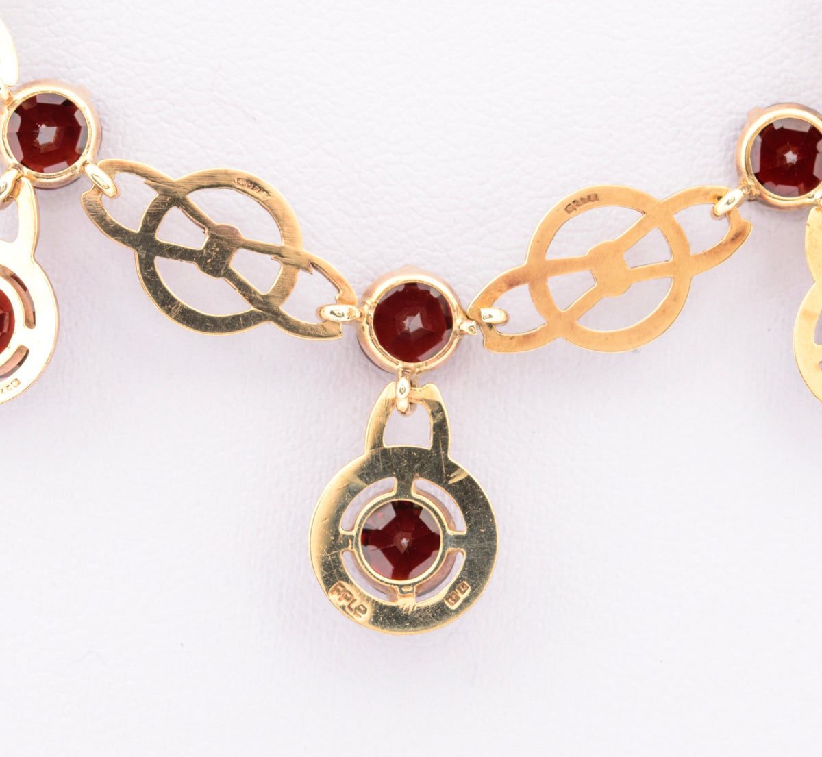 Vintage 9ct Gold & Garnet Modernist Necklace Original Box & Receipt 1961 (A1518)