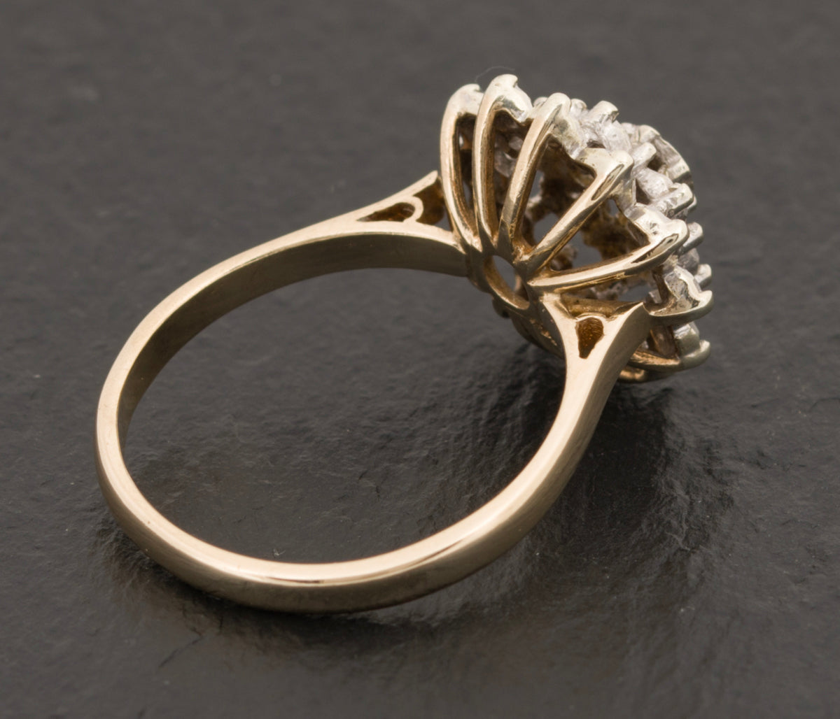 Vintage 9ct Gold & 3 Tiered Diamond Cluster Ring Hallmarked 1983 (A1528)