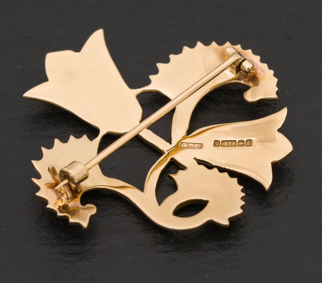 Vintage Geoffrey Bellamy Solid 9ct Gold Lotus Flower Brooch With Provenance (A1530)