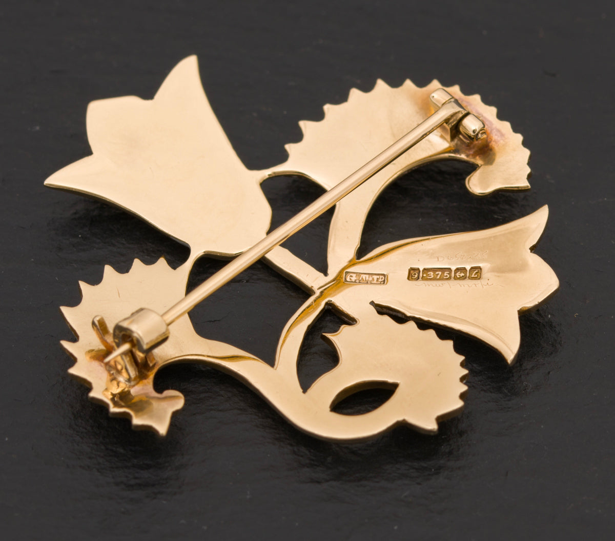 Vintage Geoffrey Bellamy Solid 9ct Gold Lotus Flower Brooch With Provenance (A1530)