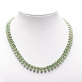 Vintage Art Deco Design Pretty Double Row Green Paste Stones Riviere Necklace (Code A276)