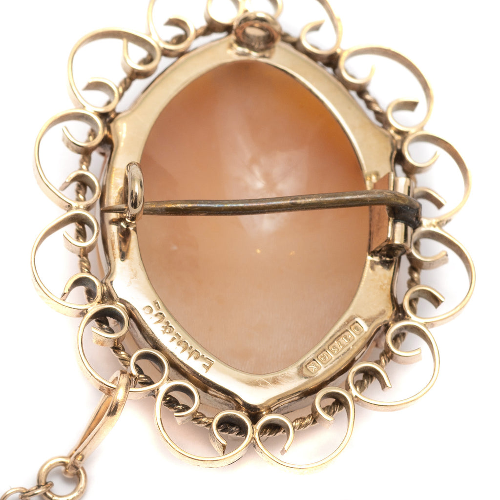 9ct Gold Shell Cameo Brooch & Pendant | Classical Maiden | EJ Clewley & Co, Vintage 1984 (A279)
