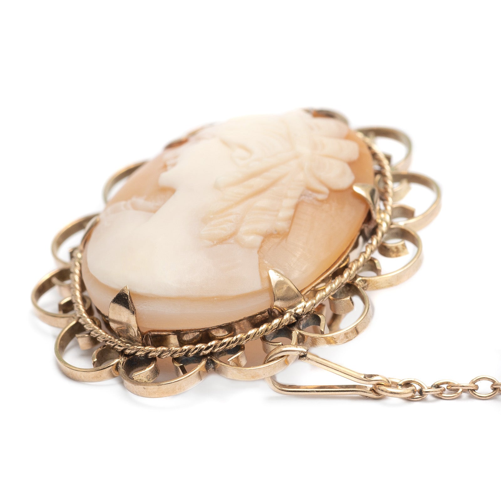 Vintage British 9ct Gold Mounted Shell Cameo Brooch/Pendant By EJ Clewley & Co (Code A279)