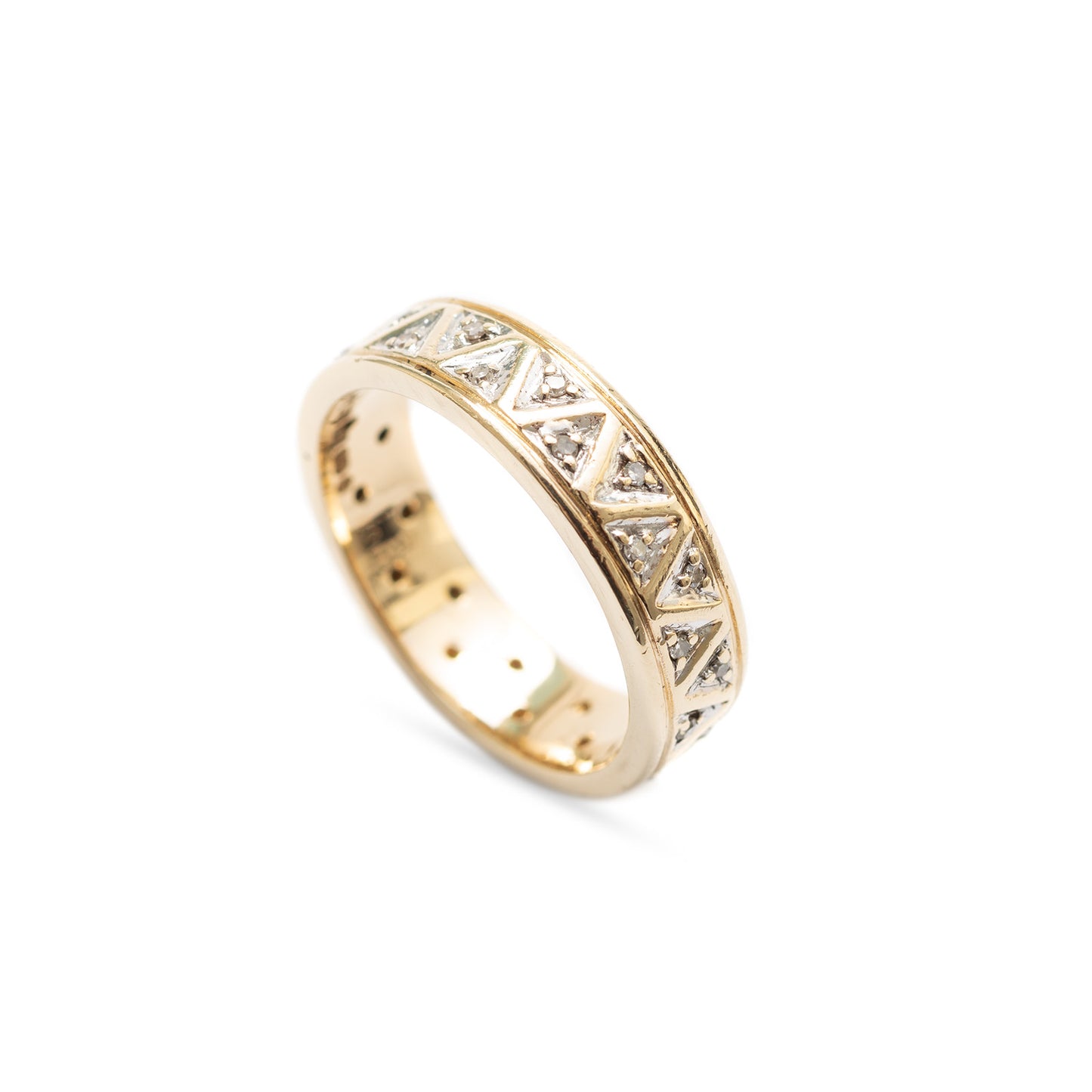 Vintage 9ct Gold Full Diamond Set Ladies Band Ring Sheffield Hallmark Size N (Code A320)