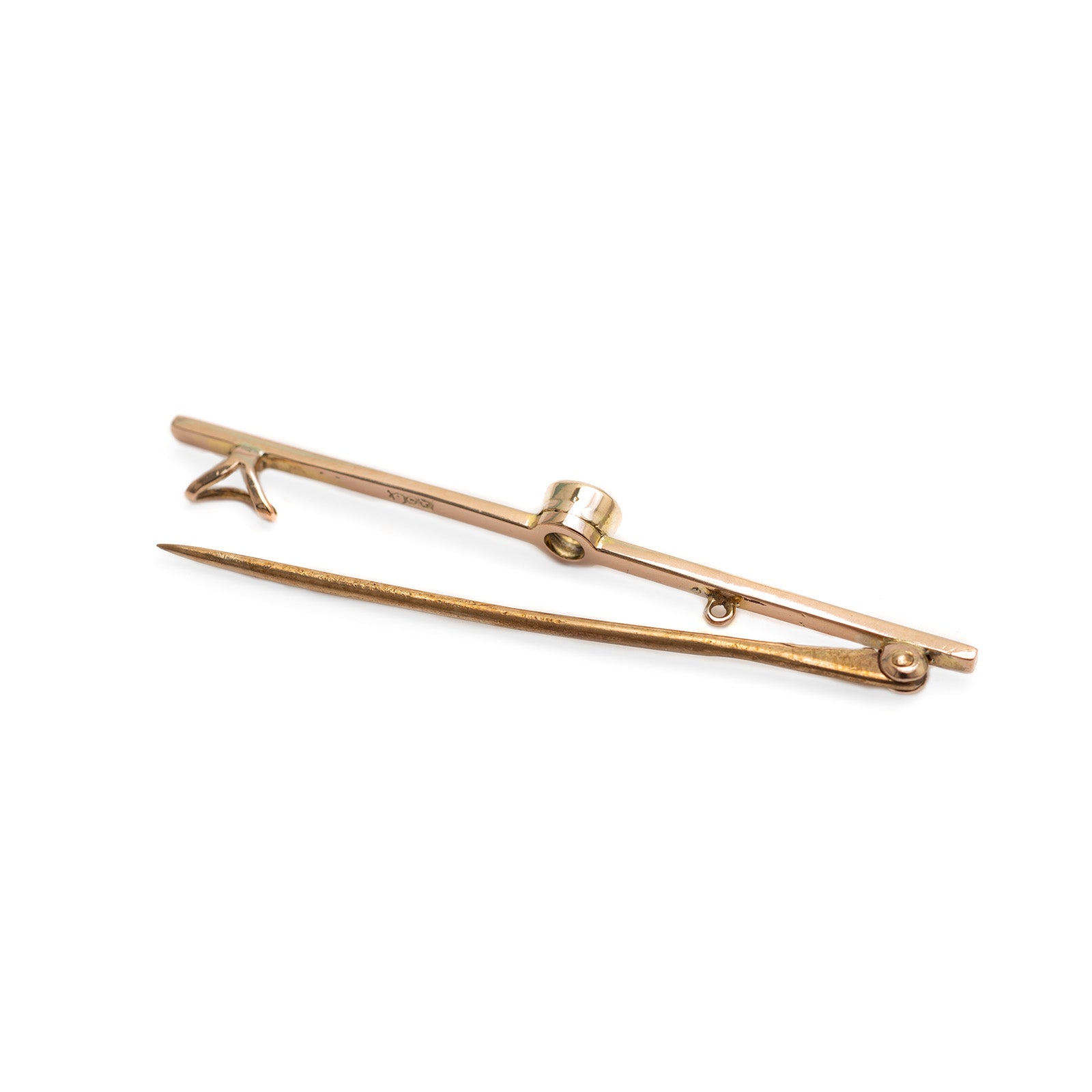 Antique Edwardian/Art Deco 9ct Gold Bar Brooch With Aquamarine Gemstone (Code A336)