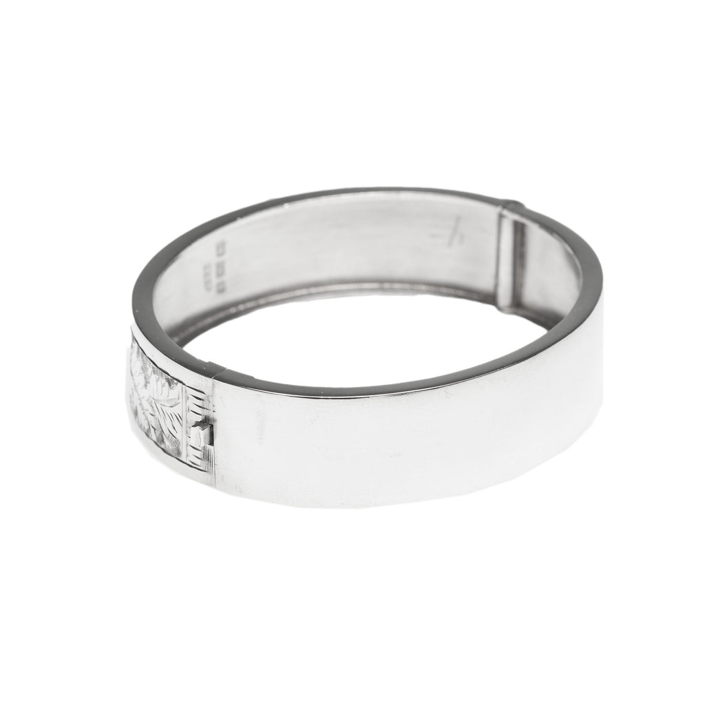 Antique Victorian Silver Hinged Bangle Bracelet Chased Floral Design Hallmarked 1885 (Code A420)